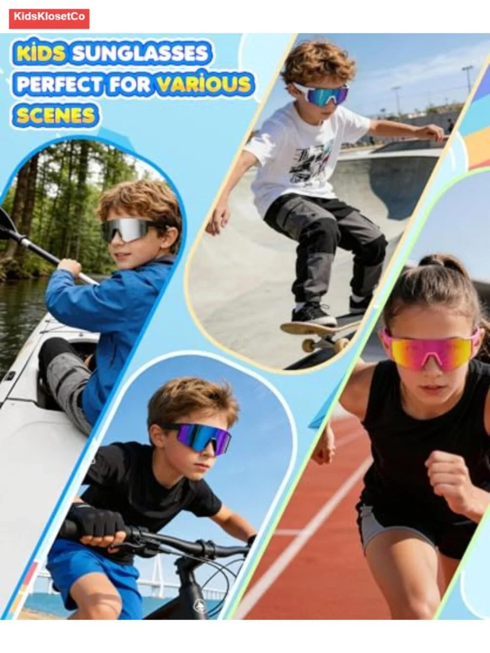 Kids Polarized Sunglasses UV400 Sport Running Baseball Sun Glasses 3 Pack
